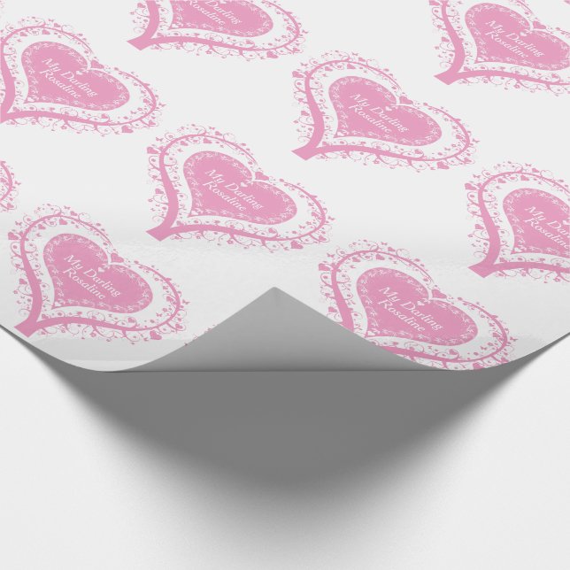 Valentine pink heart tree named gift wrap (Corner)