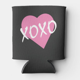 Valentine Pink Heart XOXO Can Cooler