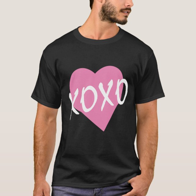 Valentine Pink Heart XOXO T-Shirt (Front)