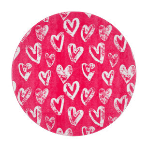 Valentine Pink Hearts: Sketch Background Cutting Board