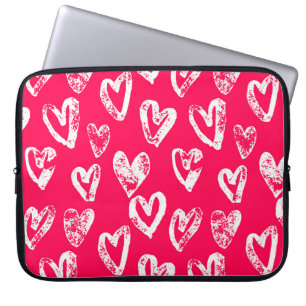 Valentine Pink Hearts: Sketch Background Laptop Sleeve