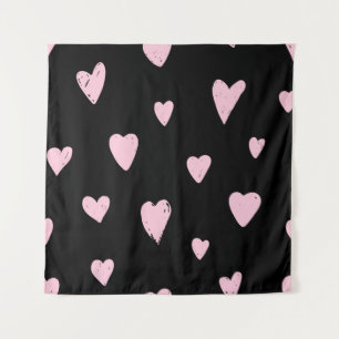 Valentine Pink Hearts: Vintage Love. Tapestry