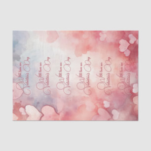 Valentine Pink Hearts With Love On Valentine's Day Tissue Paper