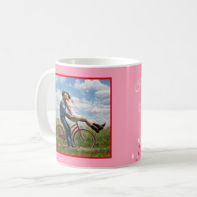 Valentine Pink Personalise PHOTO TEMPLATE Gift Coffee Mug (Front Left)