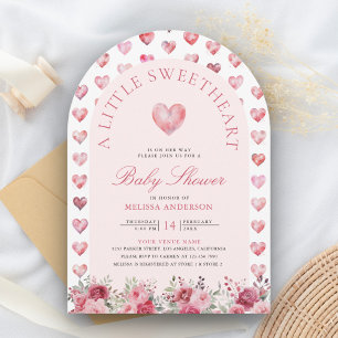 Valentine Pink Red Hearts Sweetheart Baby Shower Invitation