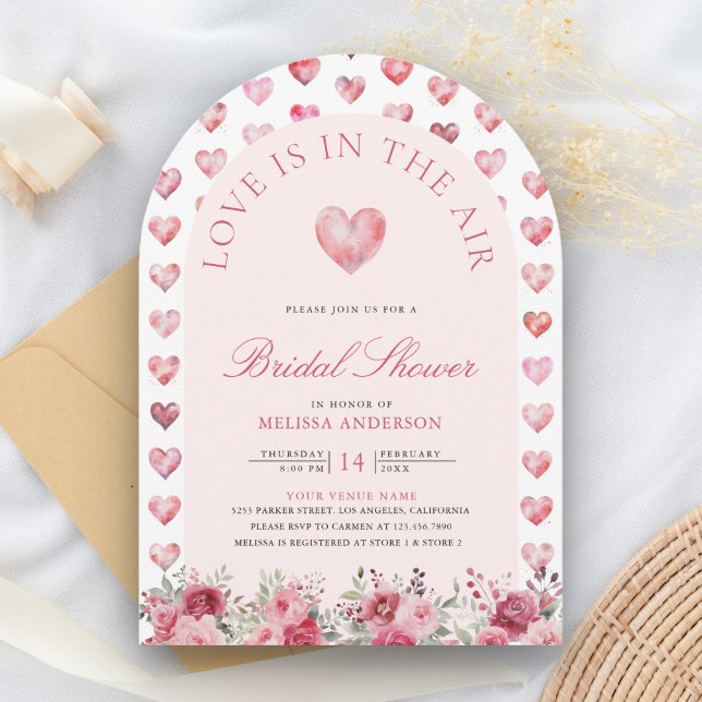 Valentine Pink Red Hearts Sweetheart Bridal Shower Invitation (Creator Uploaded)
