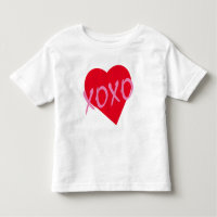 Valentine Pink XOXO Hugs Kisses Red Heart