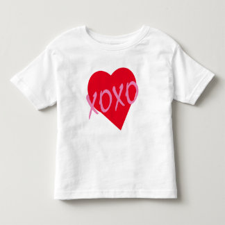 Valentine Pink XOXO Hugs Kisses Red Heart Toddler T-Shirt