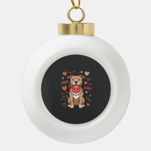 Valentine Pitbull Dog XOXO Love Design Ceramic Ball Christmas Ornament
