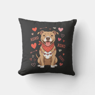 Valentine Pitbull Dog XOXO Love Design Cushion