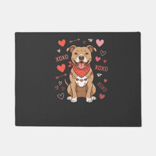 Valentine Pitbull Dog XOXO Love Design Doormat