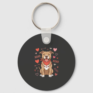 Valentine Pitbull Dog XOXO Love Design Key Ring