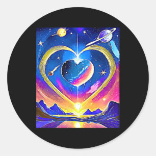 Valentine Planets Stars Moons Astrological Love Fo Classic Round Sticker