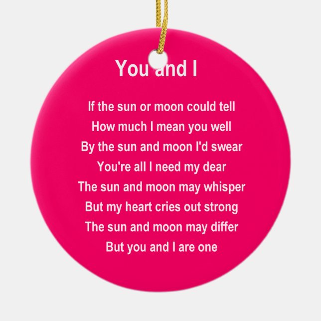 valentine poem ceramic tree decoration (Front)