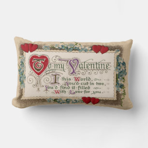 Valentine Poem With Hearts Lumbar Cushion