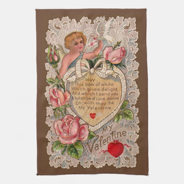 Valentine Poem With Lace Tea Towel (Vertical)