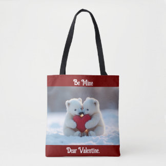 Valentine Polar Bear Cubs Tote Bag