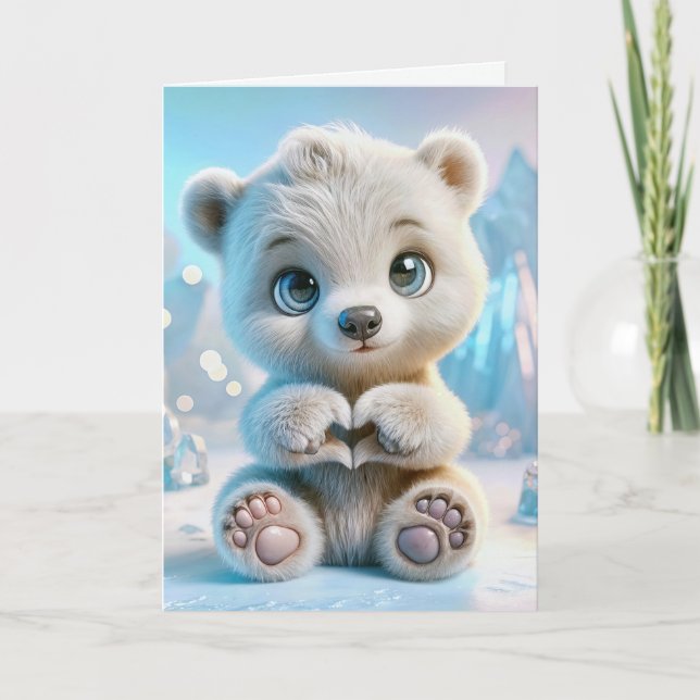 Valentine Polar Bear for Granddaughter Card (Front)