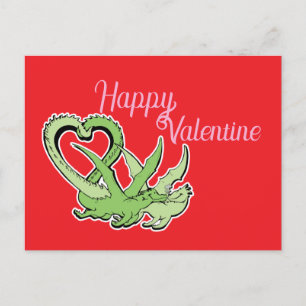 Valentine Postcard Dragons Lovers Tail of Heart
