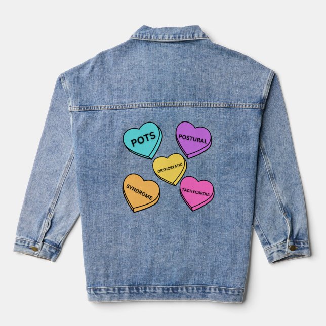 Valentine Pots Hearts  Denim Jacket (Back)
