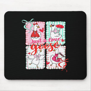Valentine Preppy Just A Love Goose Cute Heart Coqu Mouse Pad