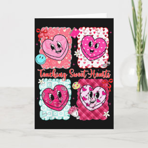 Valentine Preppy Teaching Sweet Hearts Teachers Me Card