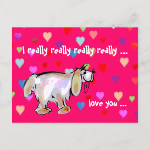 Valentine Pup & Hearts ~ Postcard