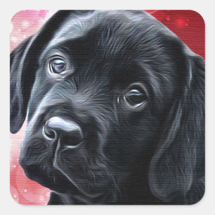 Valentine Puppy - Black Labrador - Lab Puppy Square Sticker