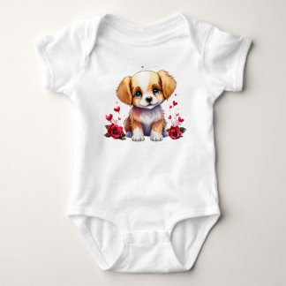 Valentine Puppy, Whimsical Valentine, Personalised Baby Bodysuit