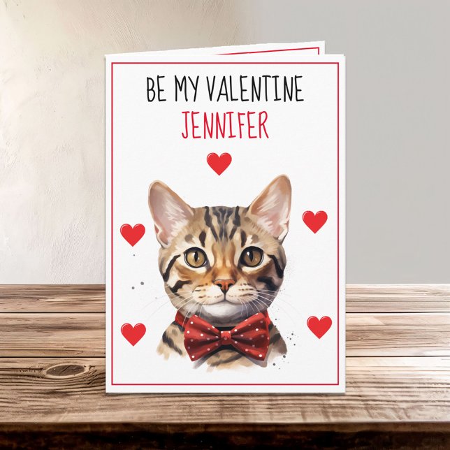 Valentine Purrfect Bengal Cat Folded Greeting Card (Creator Uploaded)