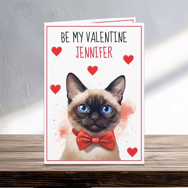 Valentine Purrfect Siamese Cat  Card (Creator Uploaded)