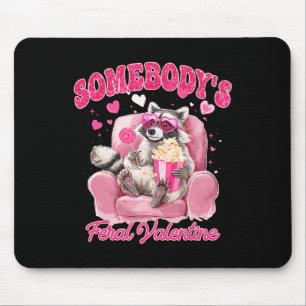 Valentine Raccoon Heart Gles Lollipop Somebody's F Mouse Pad
