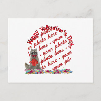 Valentine  Racoon "Bandit" Photo Frame Holiday Postcard