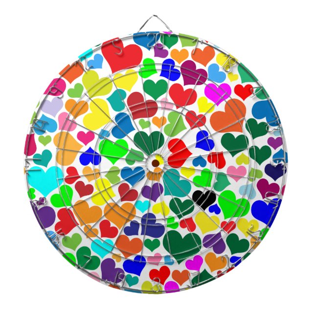 valentine rainbow hearts dartboard (Front)