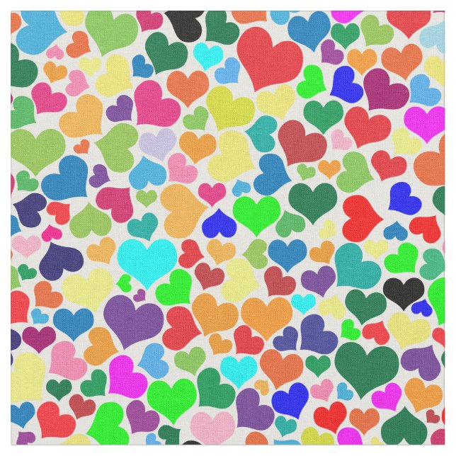 valentine rainbow hearts fabric (Close Up)