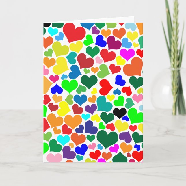 valentine rainbow hearts holiday card (Front)