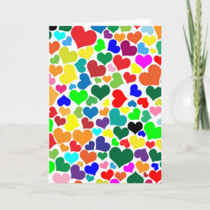 valentine rainbow hearts holiday card