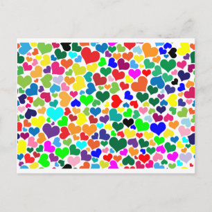 valentine rainbow hearts holiday postcard