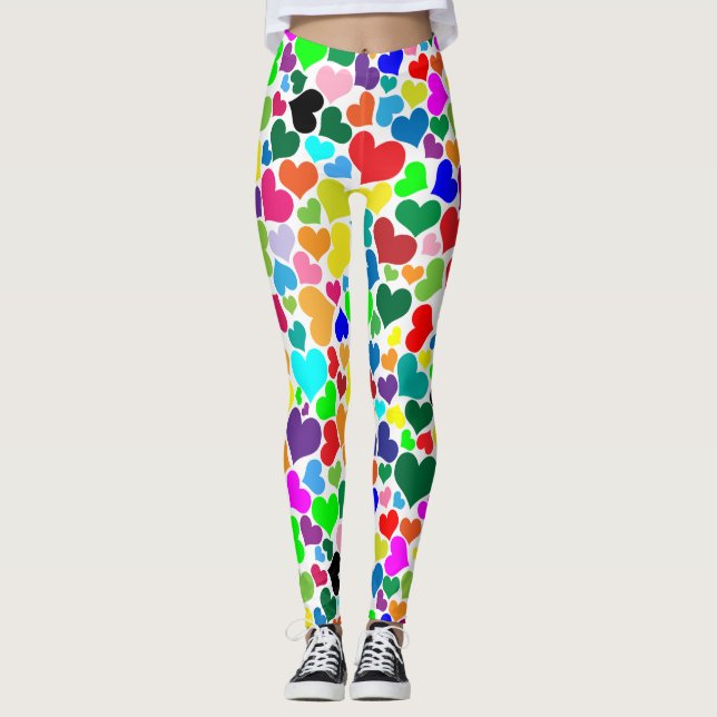 valentine rainbow hearts leggings (Front)