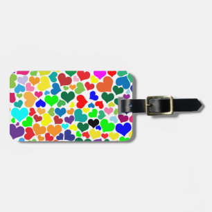 valentine rainbow hearts luggage tag
