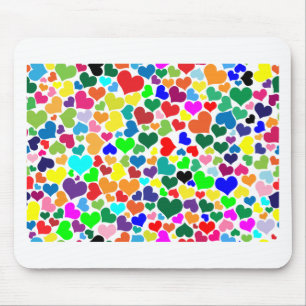 valentine rainbow hearts mouse pad