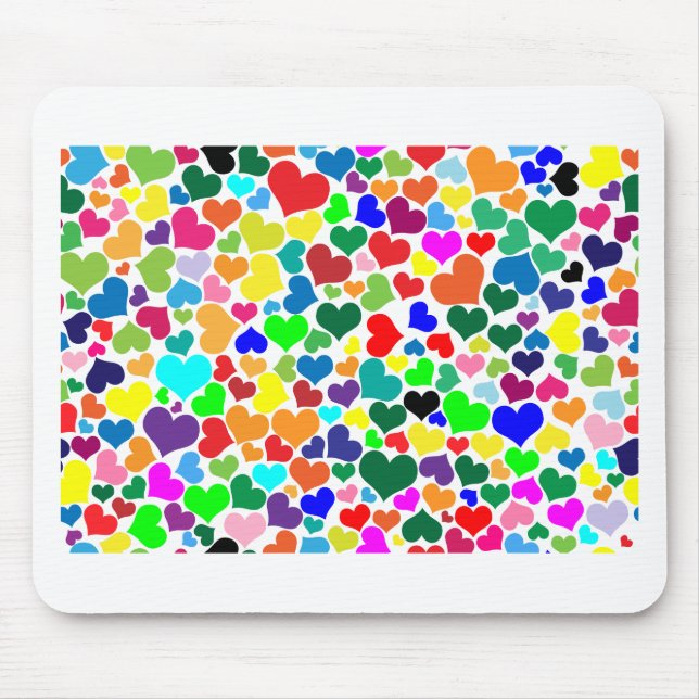 valentine rainbow hearts mouse pad (Front)