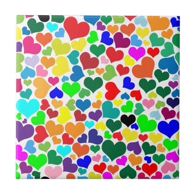 valentine rainbow hearts tile (Front)