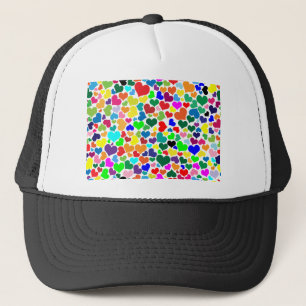 valentine rainbow hearts trucker hat