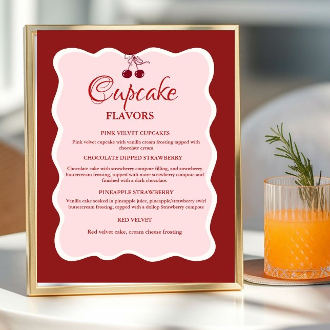 Valentine Red and pink Cupcake flavors sign (Creator Uploaded)