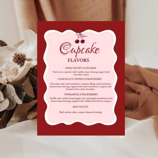 Valentine Red and pink Cupcake flavors sign (Creator Uploaded)