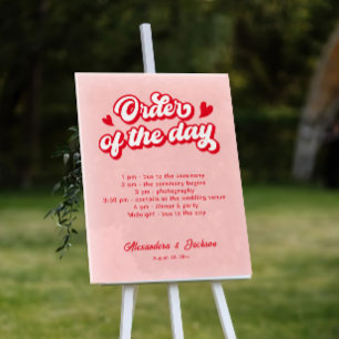 Valentine Red and Pink Wedding Order of the day  Acrylic Sign