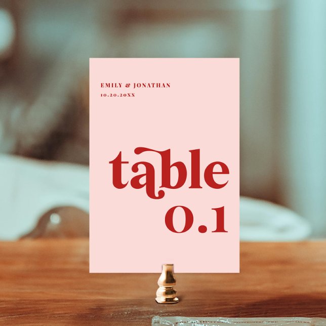 Valentine Red and Pink Wedding Table Number (Creator Uploaded)