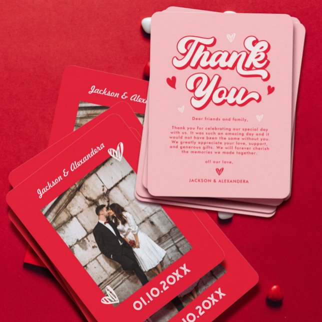 Valentine Red and Pink Wedding Thank You Card (Creator Uploaded)