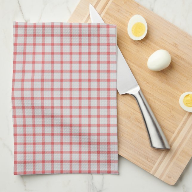 Valentine Red and white windowpane Plaid Gingham Tea Towel (Quarter Fold)